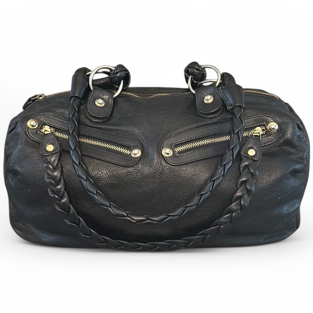 Aleya New York RARE Large Black Leather Shoulder Bag 90s/Y2K